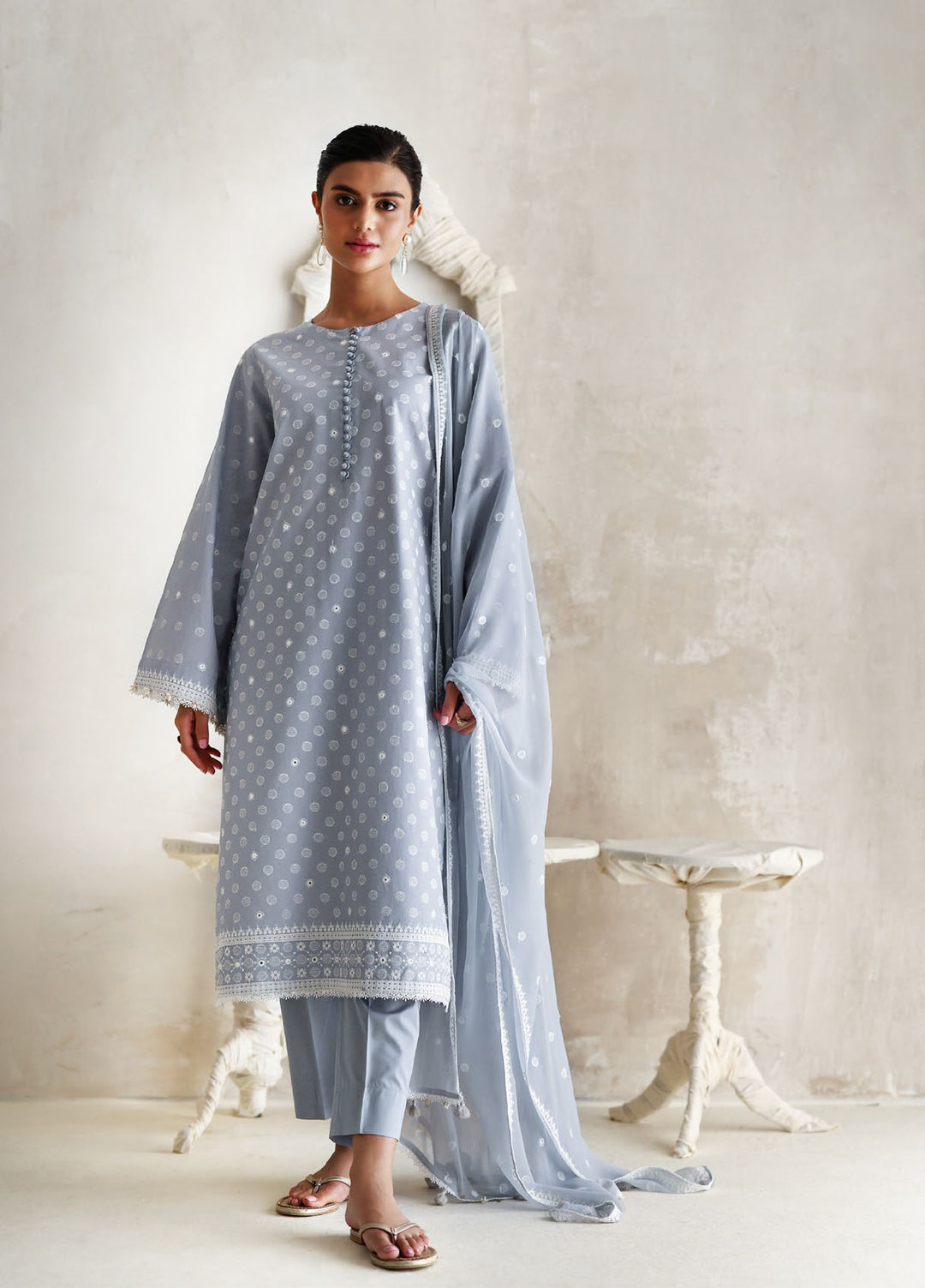 The Luxe by Gul Ahmed Unstitched Embroidered Lawn 3 Piece Suit GA26ULL Cerulean Flora PM 62083 - Casual Collection
