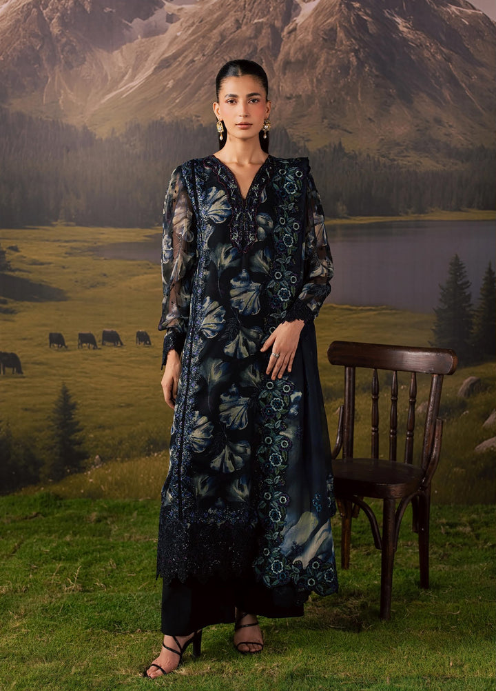Divani by Daria Unstitched Embroidered Chiffon 4 Piece Suit DN26UD DA-123 6-BLACK - Festive Collection