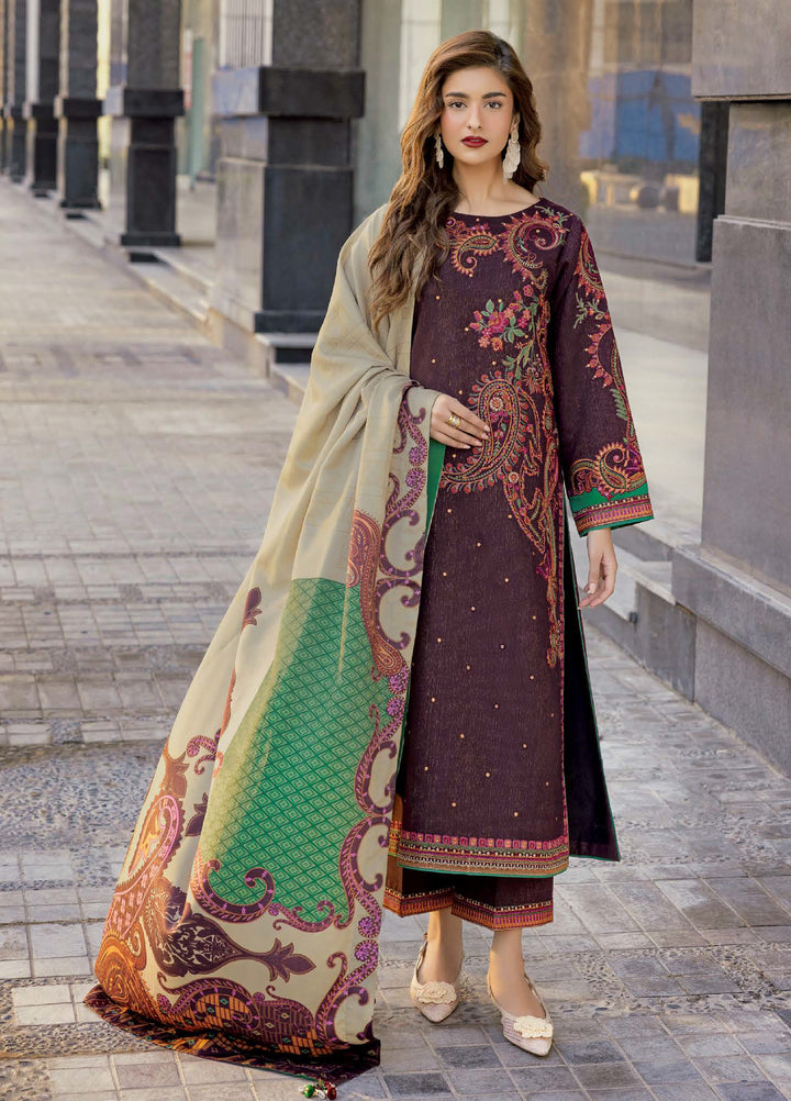 Poshima by Charizma Unstitched Embroidered Peach Leather Suits 3 Piece CHR26PU PSW5-27 - Winter Collection