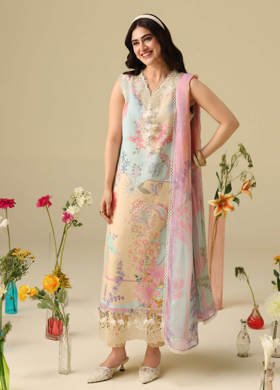 Soleil Hemline by Mushq Unstitched Printed Lawn 3 Piece Suit MU26USL Bellarosa HUNSS260301 - Festive Collection