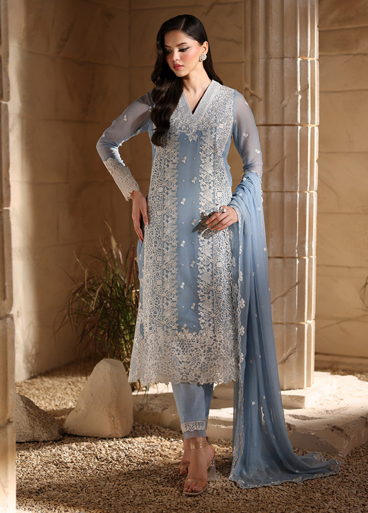 Luxe by Azure Unstitched Chiffon Embroidered Suits 3 Piece AZ25LF Serenite - Festive Collection