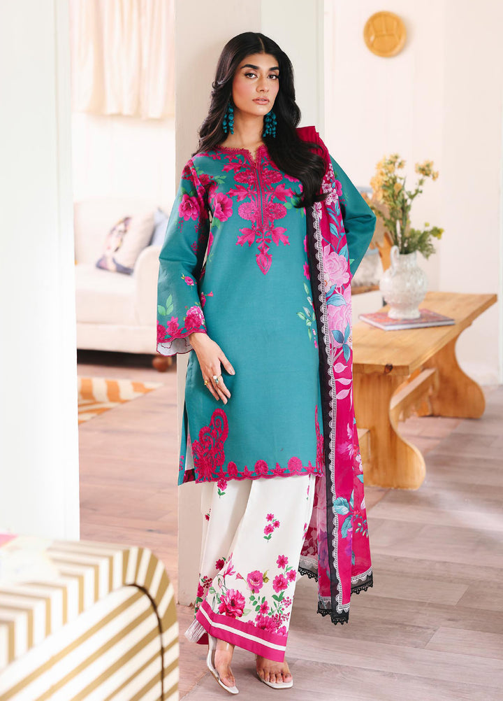 Nissa Floral Symphony by Rajbari Unstitched Lawn Embroidered 3 Piece Suit RB26UNF D-01 - Summer Collection