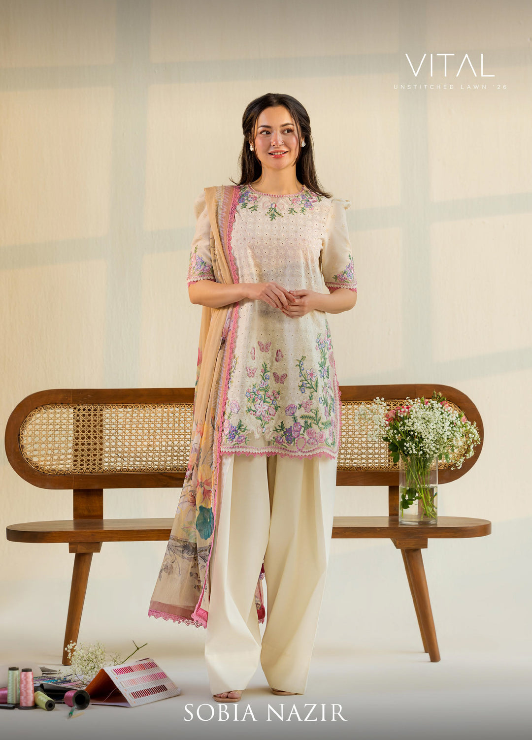 Vital by Sobia Nazir Unstitched Embroidered Lawn 3 Piece Suit SN26UVL 11B - Summer Collection