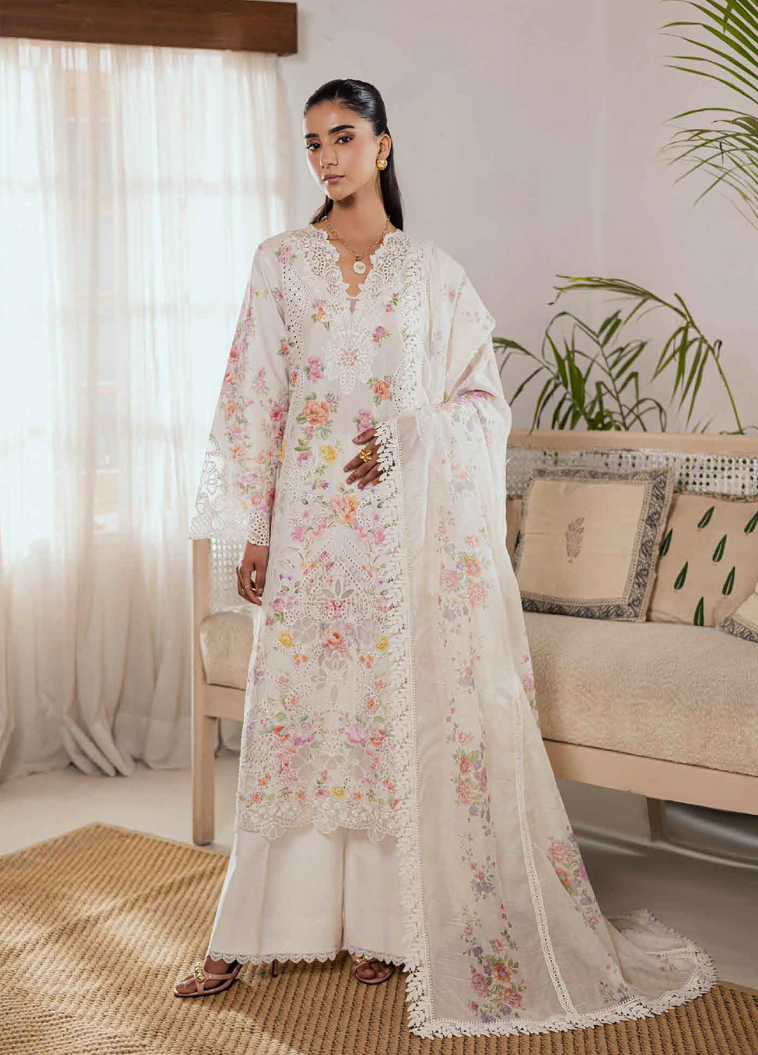 Selene by RajBari Unstitched Embroidered Lawn 3 Piece Suit RB26USL Aura - Festive Collection