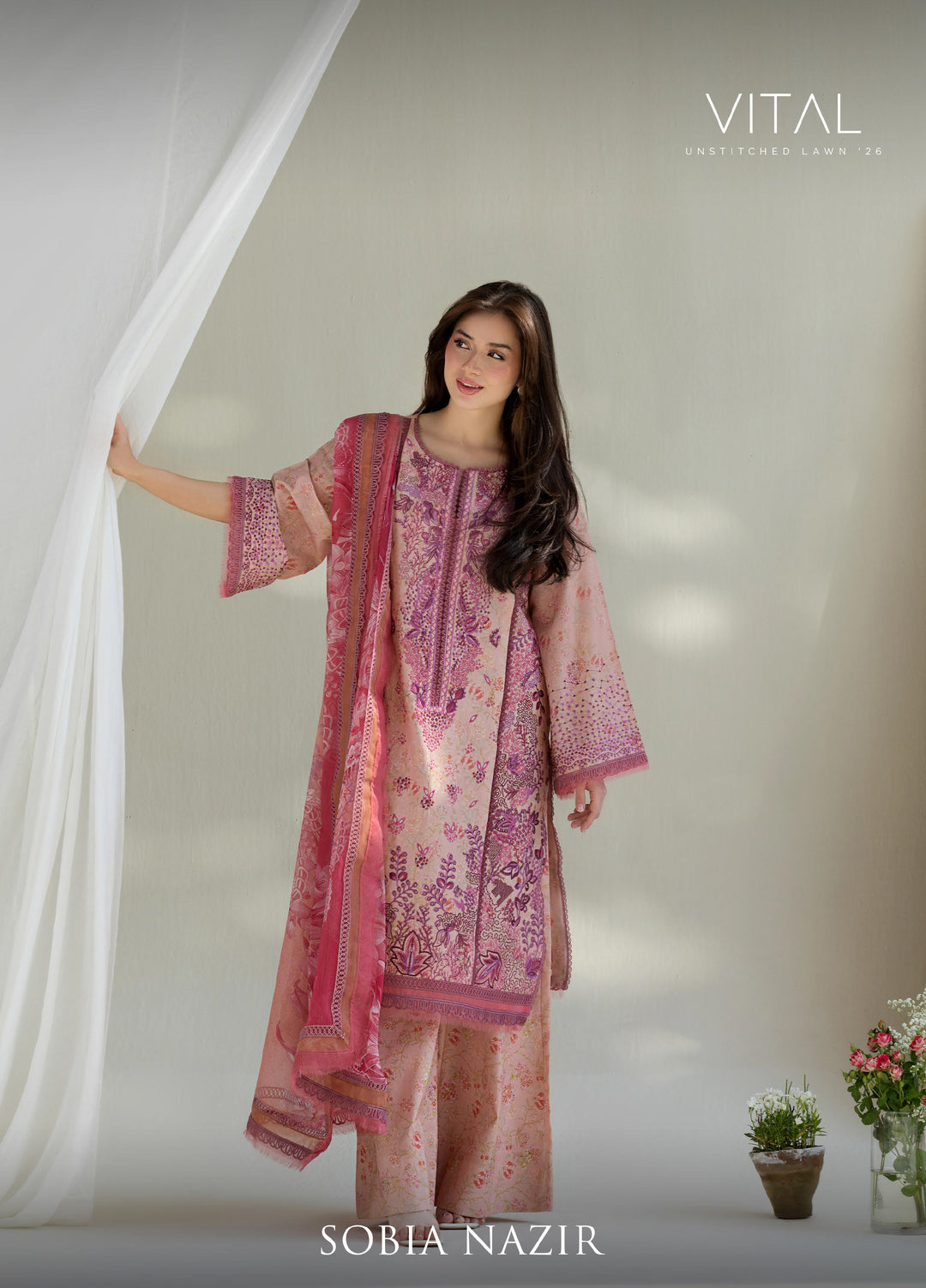 Vital by Sobia Nazir Unstitched Embroidered Lawn 3 Piece Suit SN26UVL 5B - Summer Collection