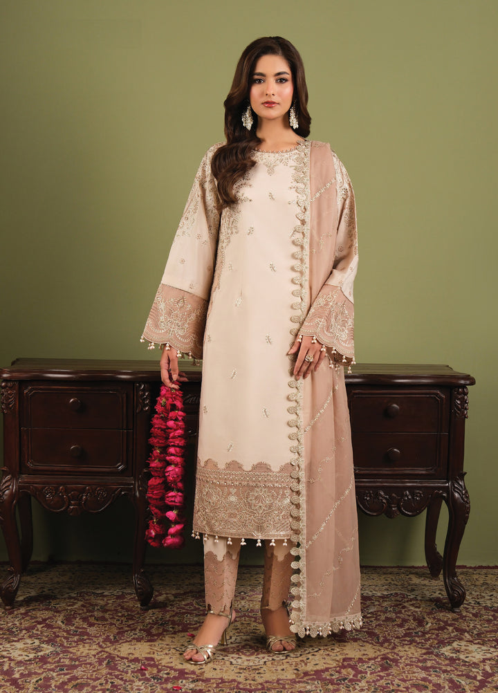 Alizeh Luxe Unstitched Raw Silk Embroidered 3 Piece Suit AFB26UL D-02 Castor - Winter Collection
