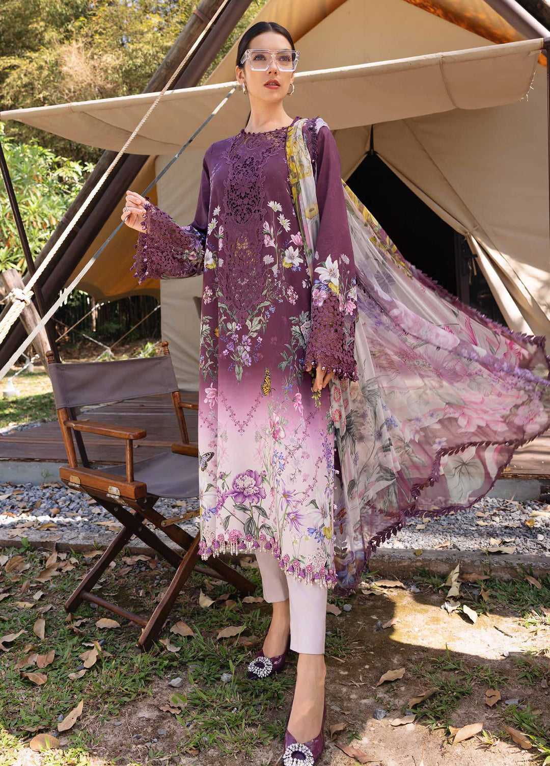 M Prints by Maria B Unstitched Printed Lawn 3 Piece Suit MB26UMP D-09 B - Summer Collection