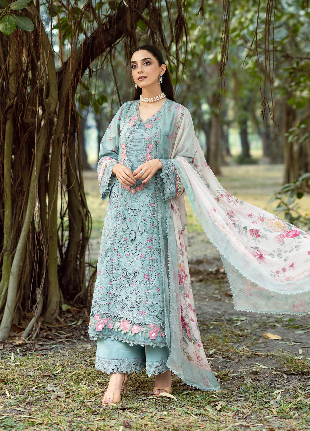 Elaf Premium Chikankari Unstitched Printed Lawn 3 Piece Suit EL26UPC ERC-2B BATIK - Summer Collection