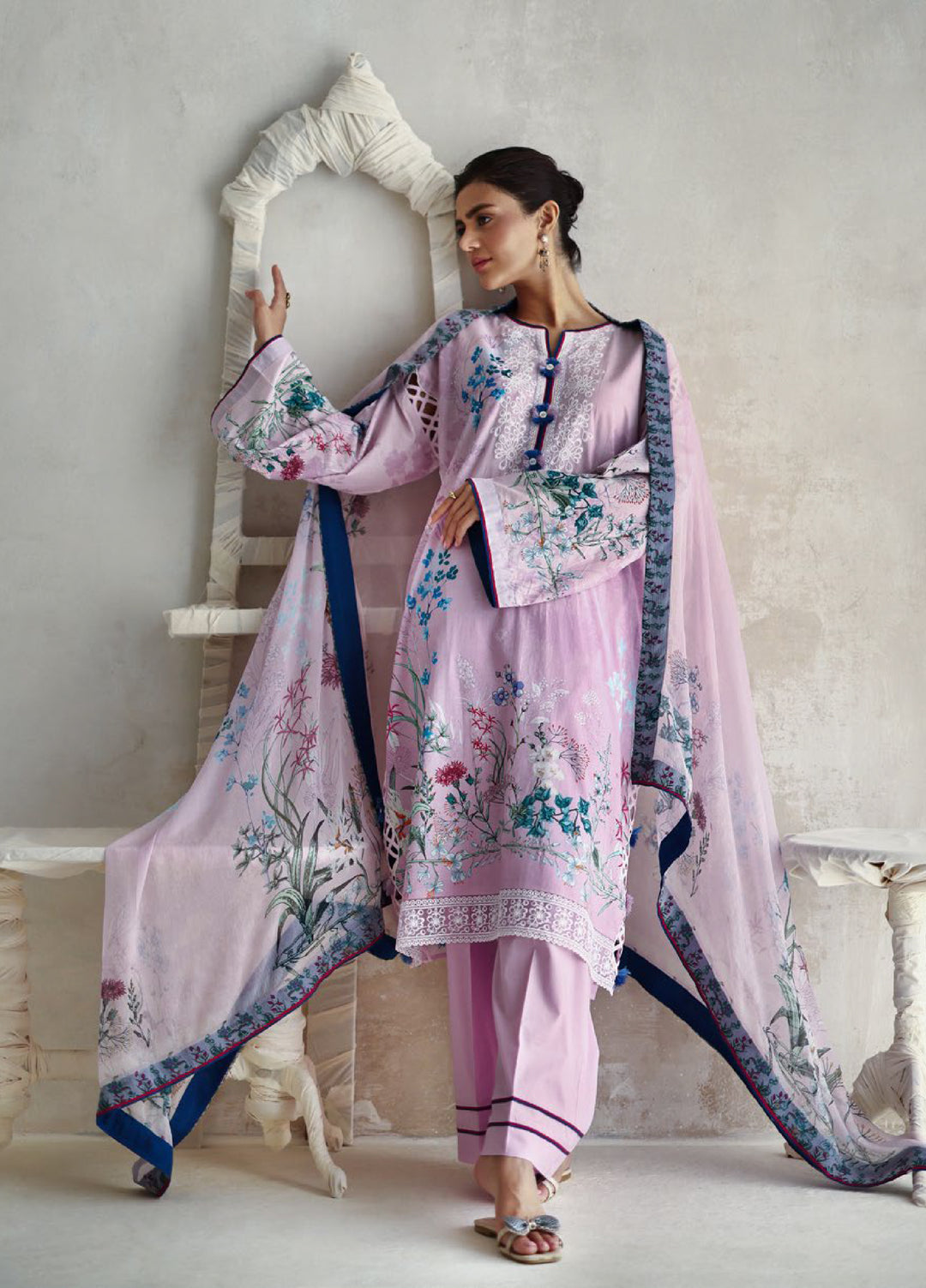 The Luxe by Gul Ahmed Unstitched Embroidered Lawn 3 Piece Suit GA26ULL Orchid Majesty BM 62033 - Casual Collection