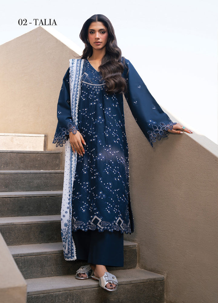 Layana by Xenia Formals Unstitched Embroidered Lawn 3 Piece Suit XE26ULL D-2 Talia - Summer Collection