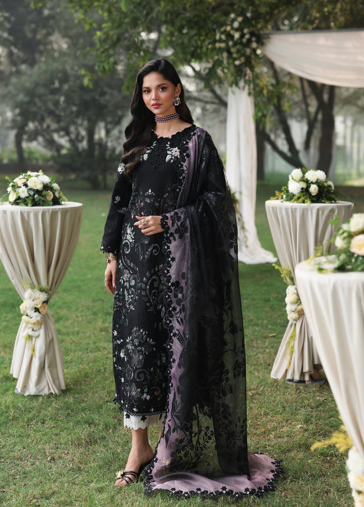 Tales of Petals by Sardinia Unstitched Embroidered Luxury Lawn 3 Pcs Suit SRD26UTP D-10 Midnight Bloom - Festive