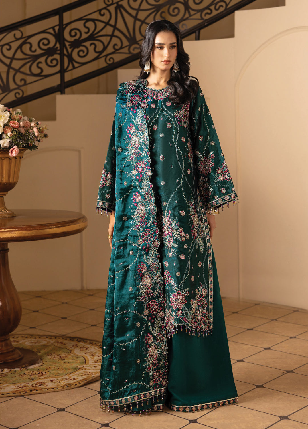 Aaina by Alizeh Unstitched Embroidered Sheesha Silk 3 Piece Suit AF26UASS D-8 ELIF - Festive Collection