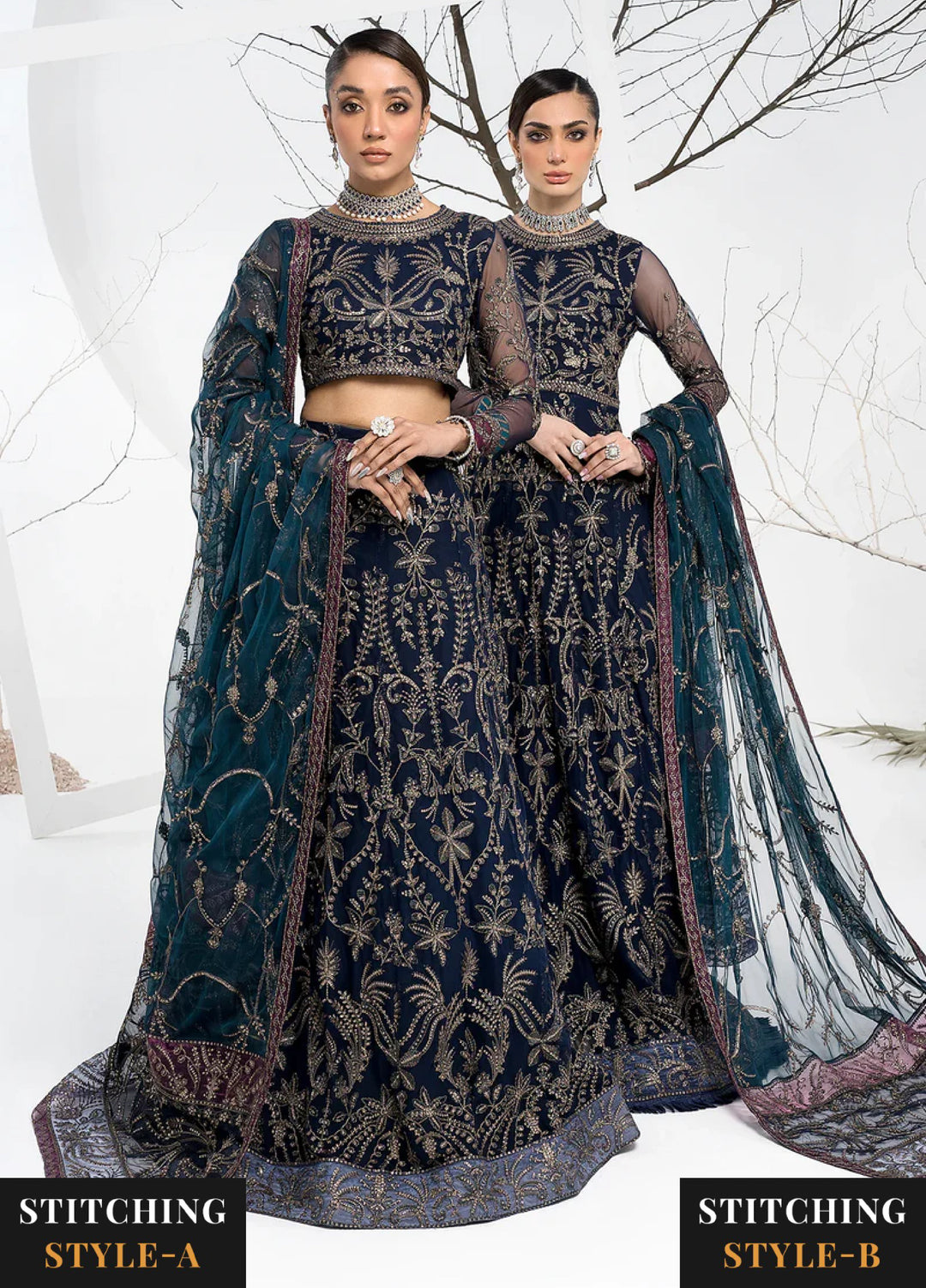 Zarif Women Unstitched Embroidered Net 3 Piece Suit ZR26UFC ZLC 01 BLUEBERRY - Festive Collection