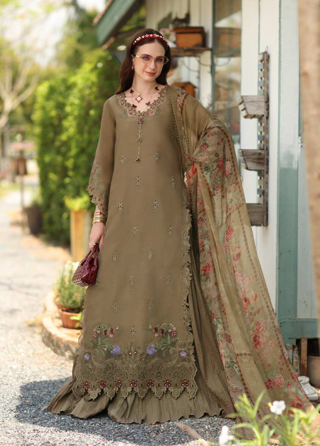 Noor Luxe by Saadia Asad Unstitched Embroidered Lawn 3 Piece Suit SA26ULNE D8 - Eid Collection
