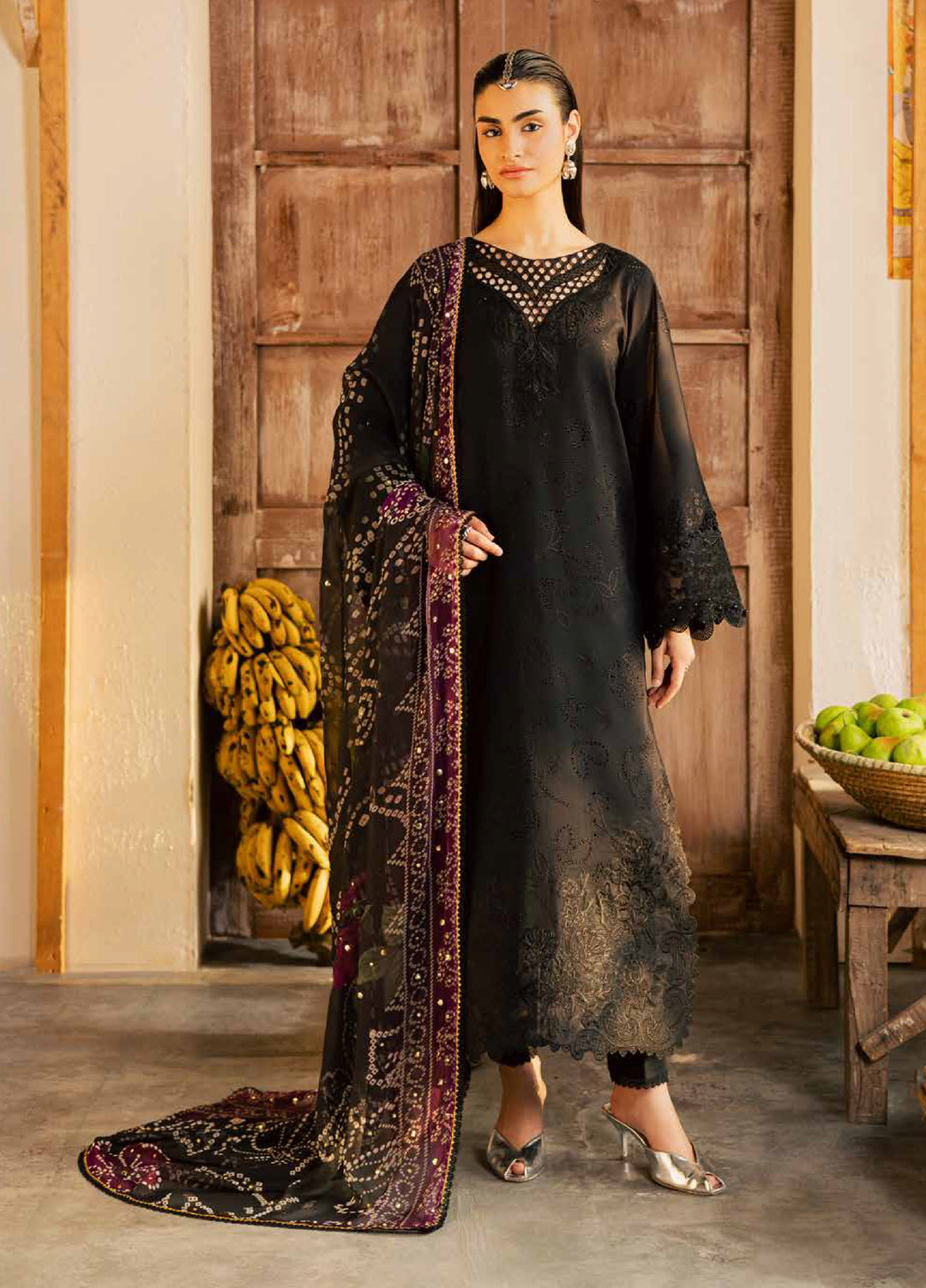 Bazar by Nureh Unstitched Chikankari Lawn 4 Piece Suit NU26UNL NE-257 - Eid Collection