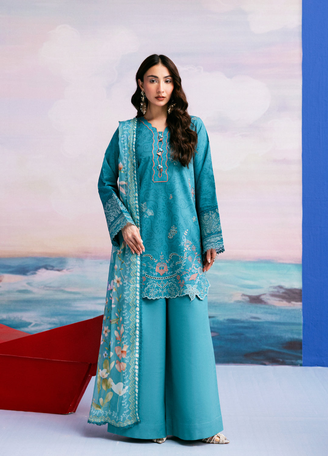 Zync by Florent Unstitched Embroidered Printkari Lawn 3 Piece Suit FL26UZP FZ-7A - Summer Collection