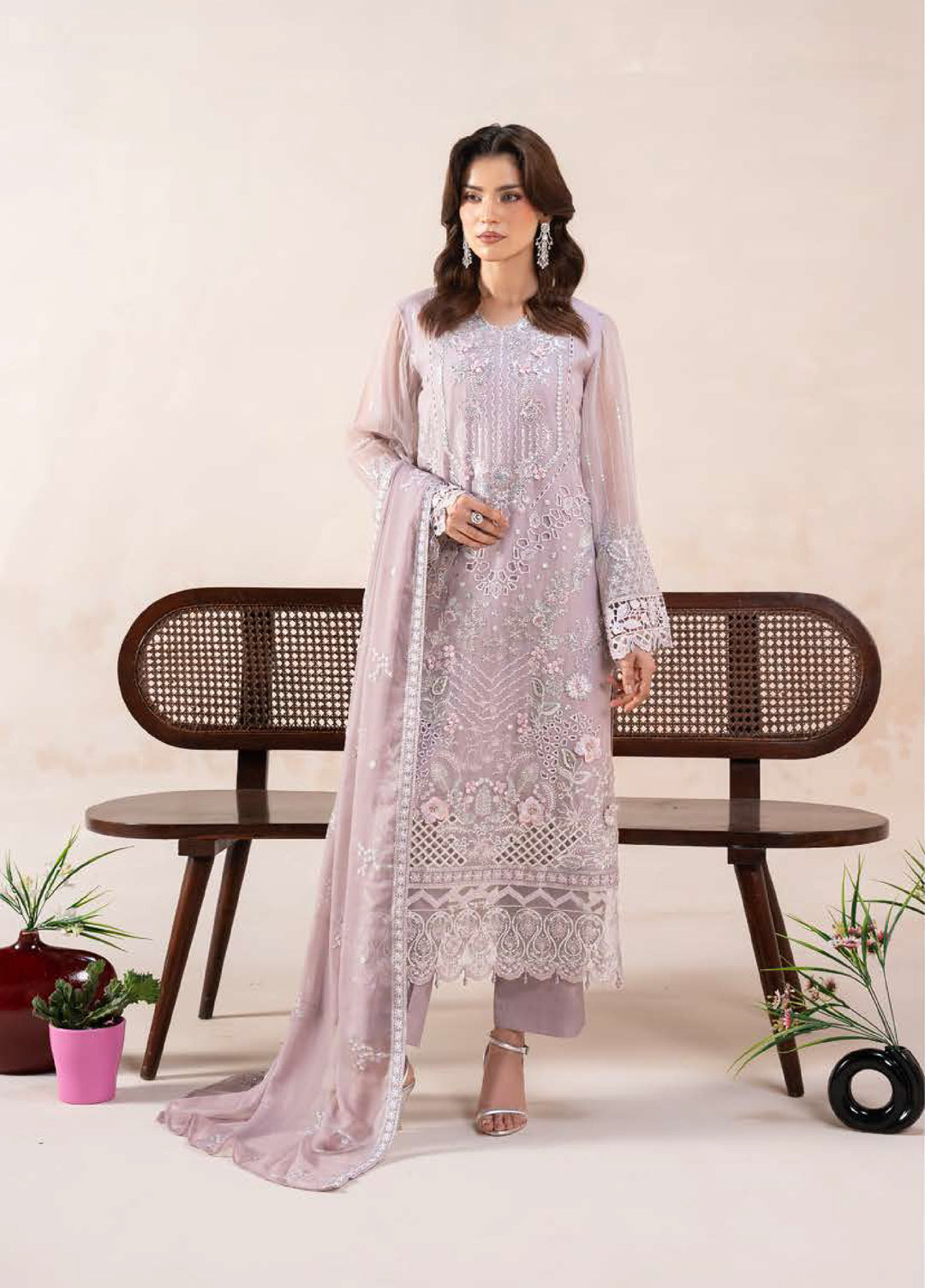 Anaya Noor by Zebtan Unstitched Embroidered Chiffon 3 Piece Suit ZB26UAN AN-01 - Festive Collection