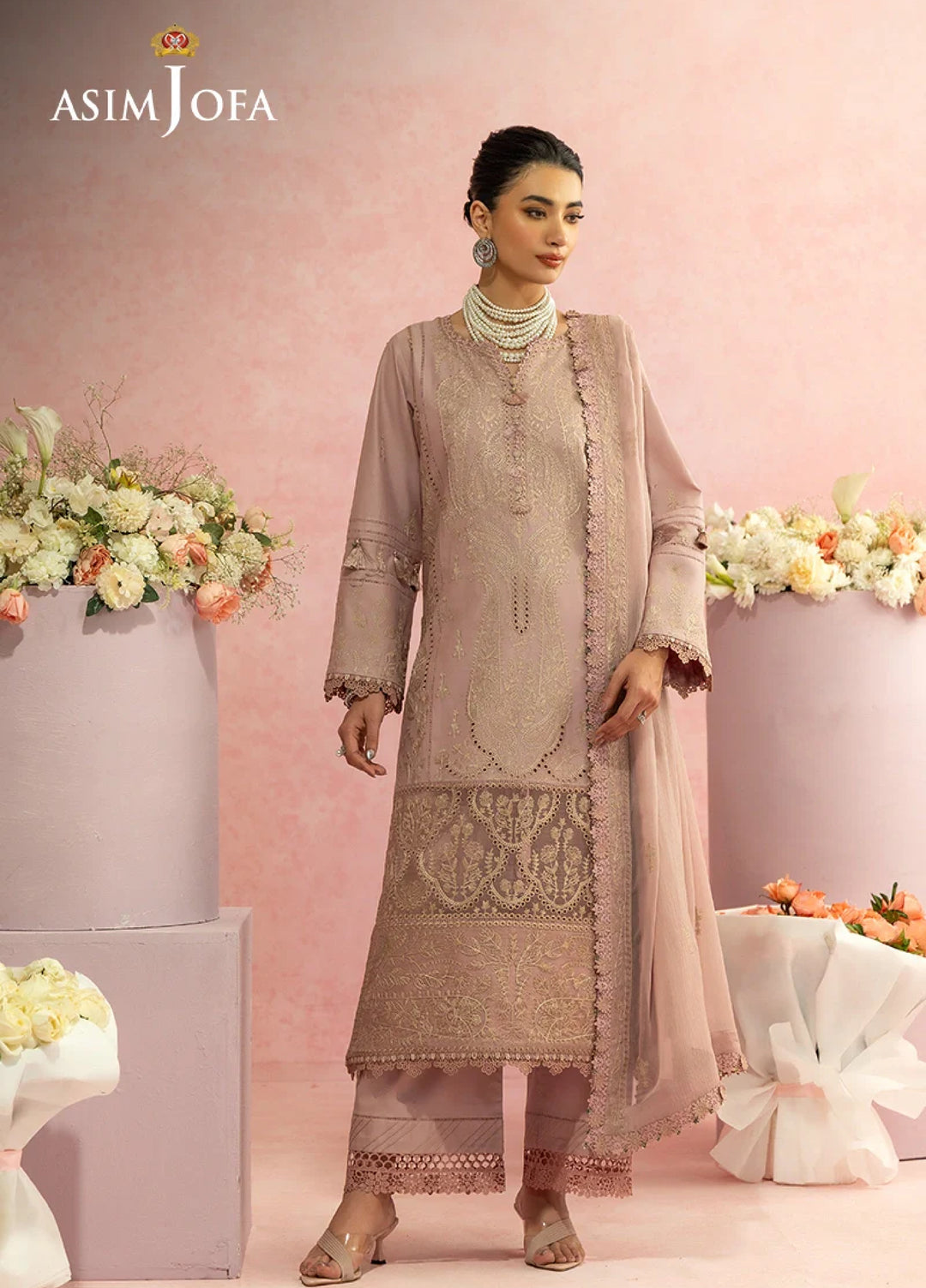 Asim Jofa Unstitched Embroidered Luxury Lawn 3 Piece Suit AJ26ULL AJULW-11 - Festive Collection