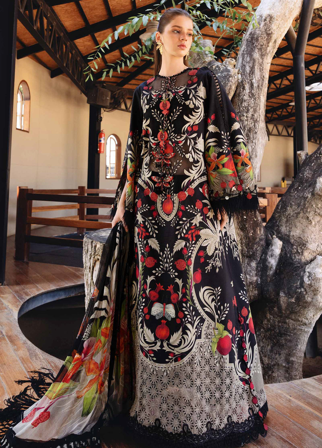 M Prints by Maria B Unstitched Printed Lawn 3 Piece Suit MB26UMP D-12 B - Summer Collection