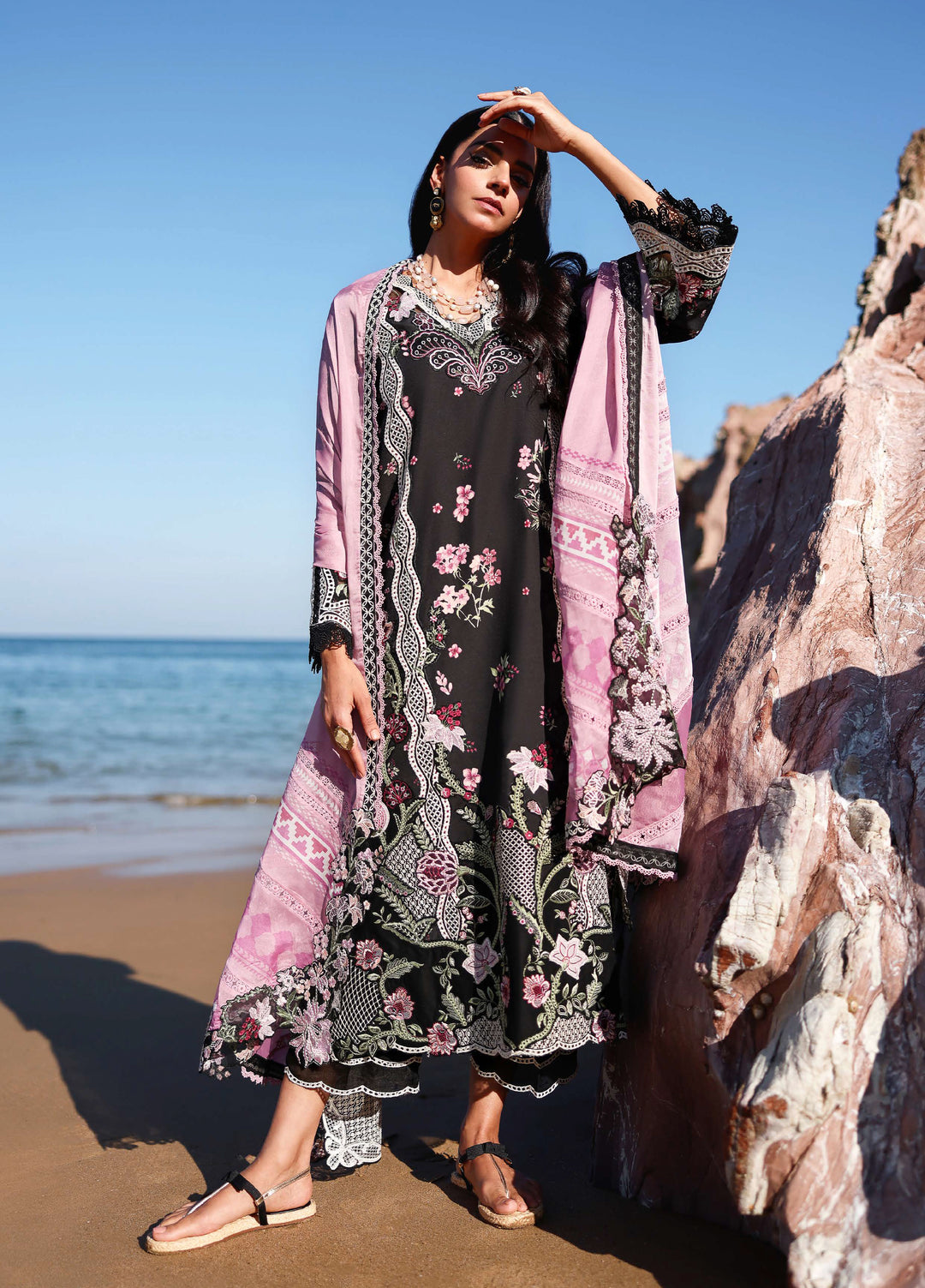 Saira Shakira Unstitched Embroidered Lawn 3 Piece Suit SSR26ULE SS-001B - Eid Collection