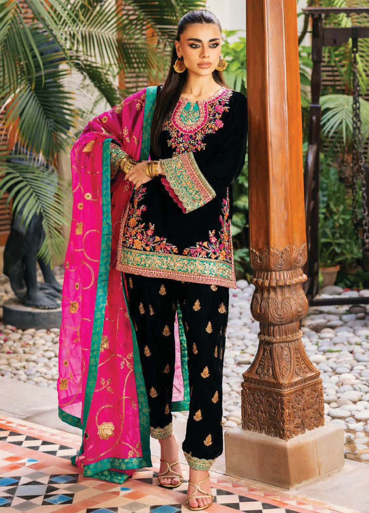 Zainab Chottani Unstitched Velvet Embroidered 3 Piece ZC25UV Zeba - Festive Collection