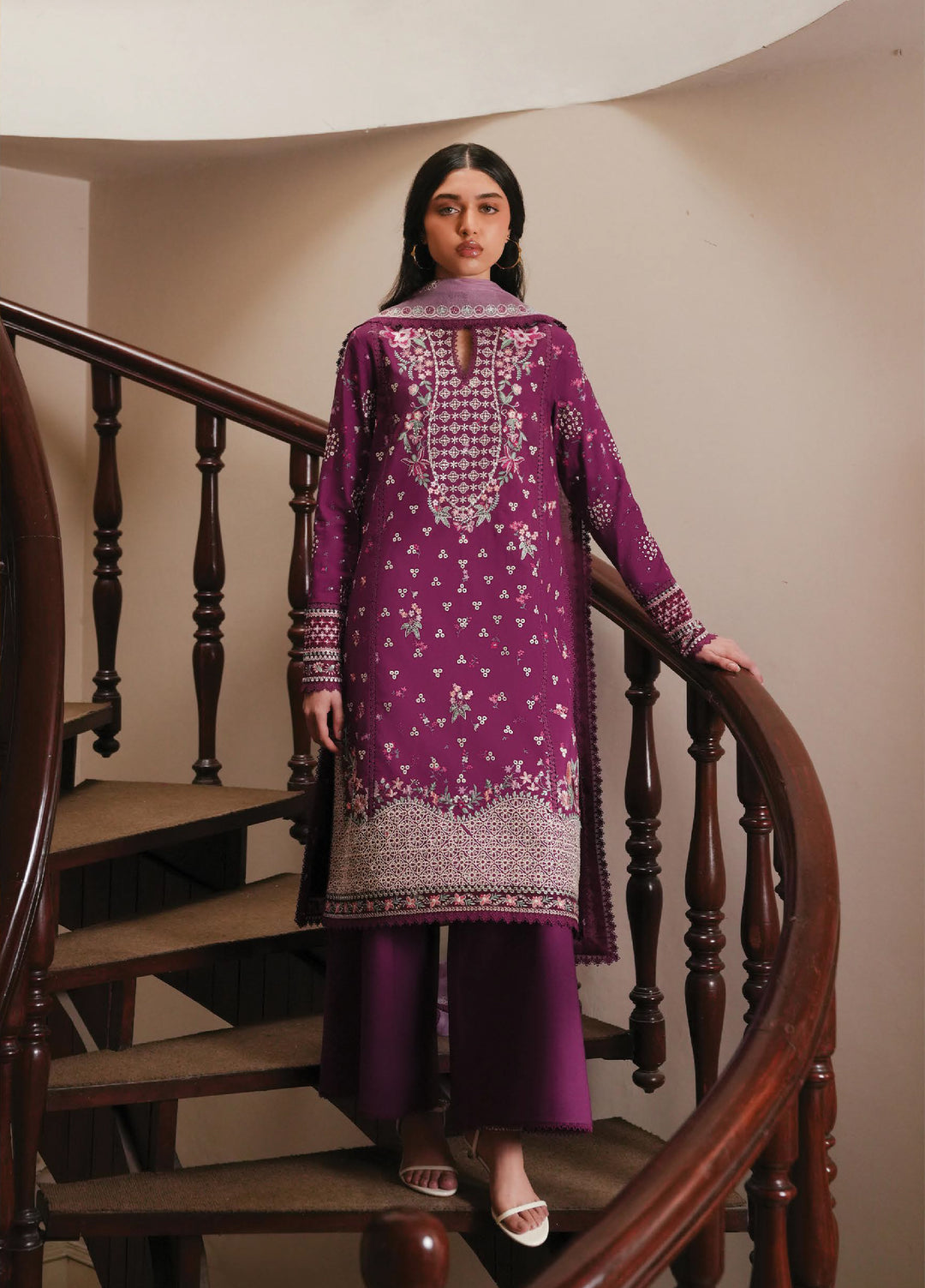Florette by Afrozeh Unstitched Embroidered Lawn 3 Piece Suit AF26UFL D-09 LILACE - Festive Collection