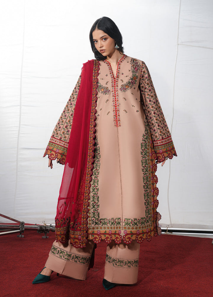 Jugnu by Hussain Rehar Unstitched Embroidered Cotton 3 Piece Suit HR26UJC NAZEH - Festive Collection