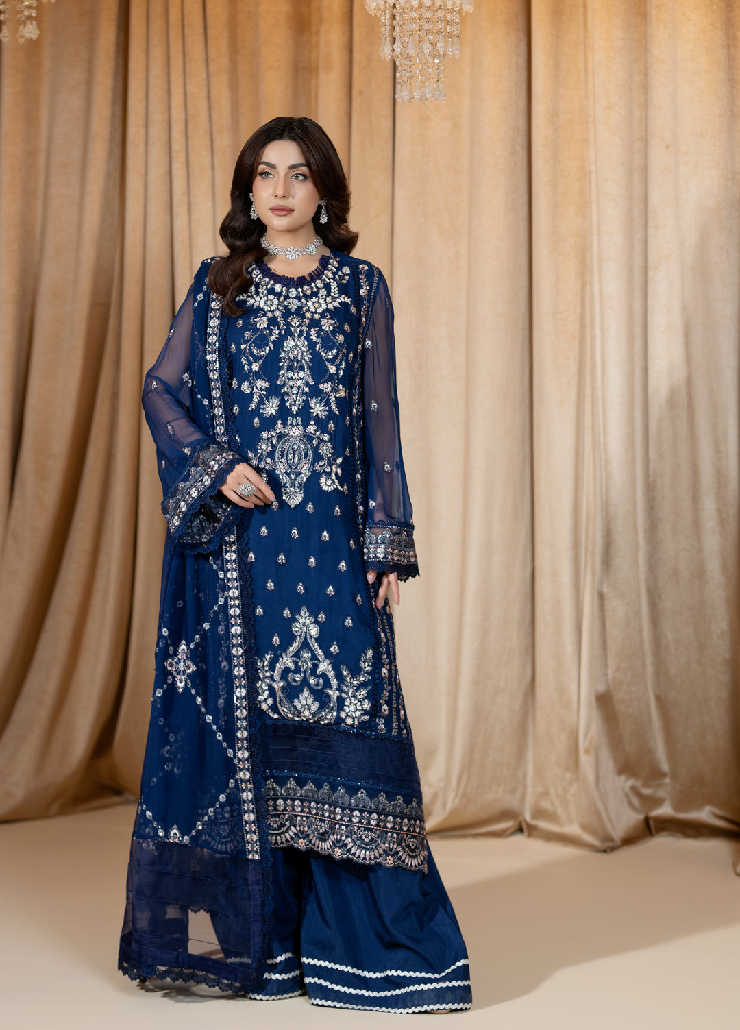 Maah-e-Noor Raum by Sarb Unstitched Embroidered Bamber Chiffon 3 Piece Suit RS26UMN MWF-04 - Wedding Collection
