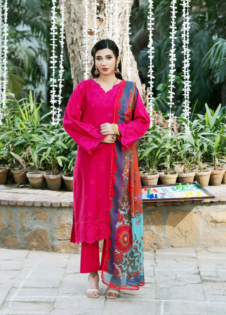 Dhaga Women RTW Embroidered Cotton 3 Piece DHG26PCN Petal pop - Eid Collection