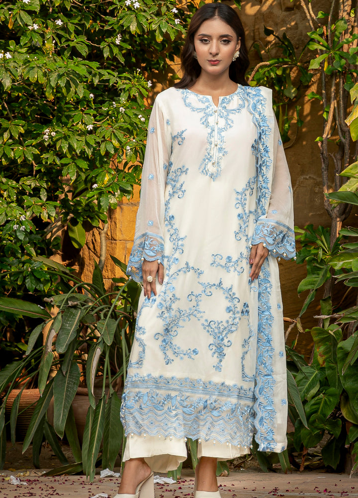 Zenia by Fine Tex Unstitched Royal Embroidered Chiffon Suits 3 Piece FNT25ZC ZC-01 - Festive Collection