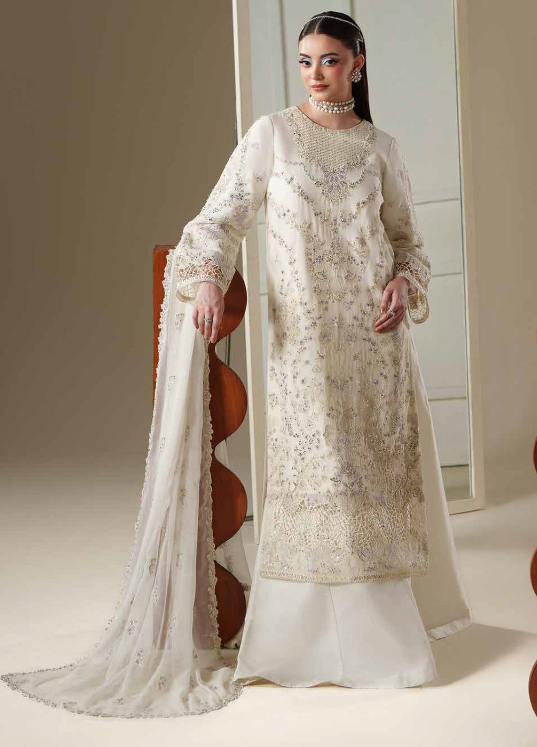 Nouvelle by Emaan Adeel Unstitched Embroidered Chiffon 3 Piece Suit EA26UNC Eloise - Festive Collection
