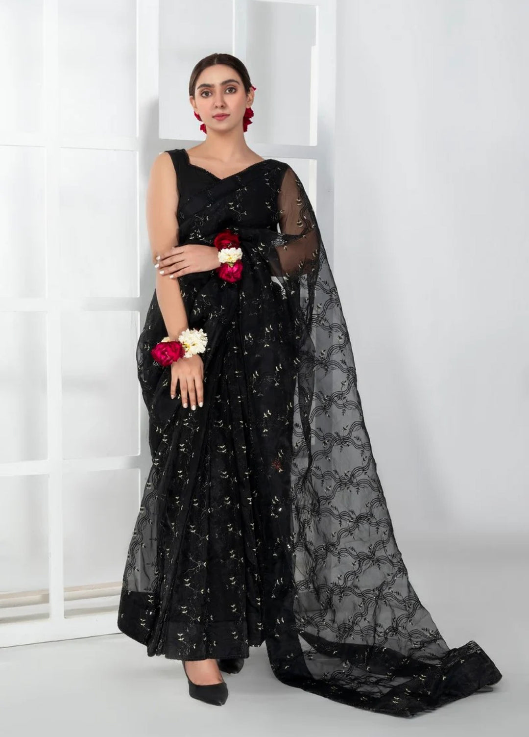 Luxe by Imran Aftab Unstitched Embroidered Organza Saree Suit IASC 25 - Festive Collection