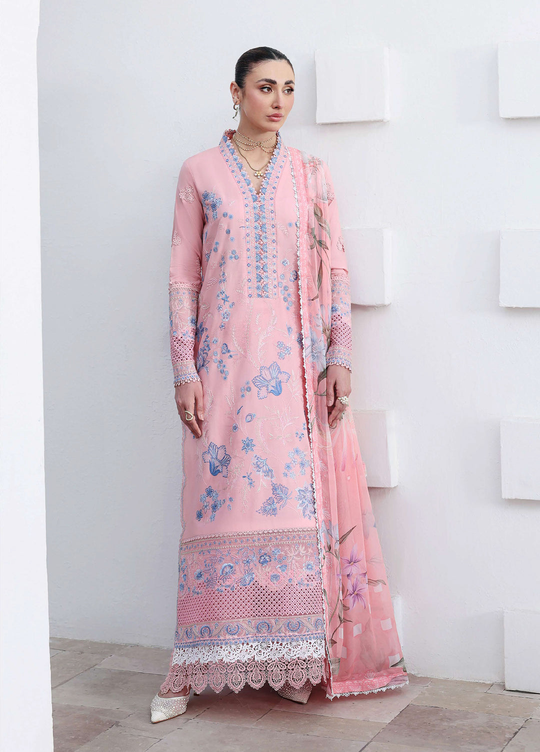 Floral Reverie by Roheenaz Unstitched Embroidered Lawn 3 Piece Suit RN26UFRL CRYSTAL GLOW - Festive Collection