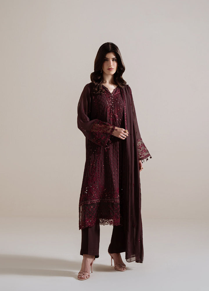 Luxe Atelier by Cross Stitch Unstitched Embroidered Chiffon 3 Piece Suit CS26ULA D-8 Velvet Dusk - Festive Collection