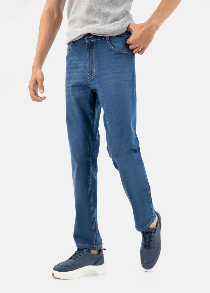 Brumano  Solids Mens  -  MidBlue Washed Casual Fit Jeans