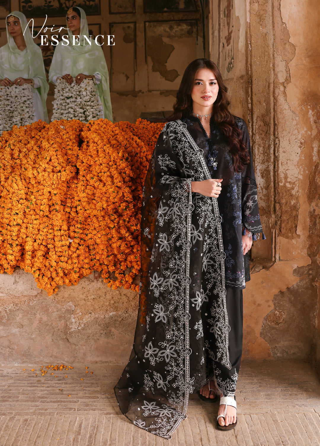Cross Stitch Unstitched Embroidered Premium Lawn 3 Piece Suit CS26UCPL D15 NOIR ESSENCE - Eid Collection