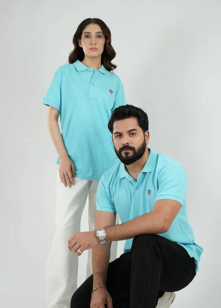 Mercato RTW Solids Cotton 1 Piece Sky Blue Polo Shirt