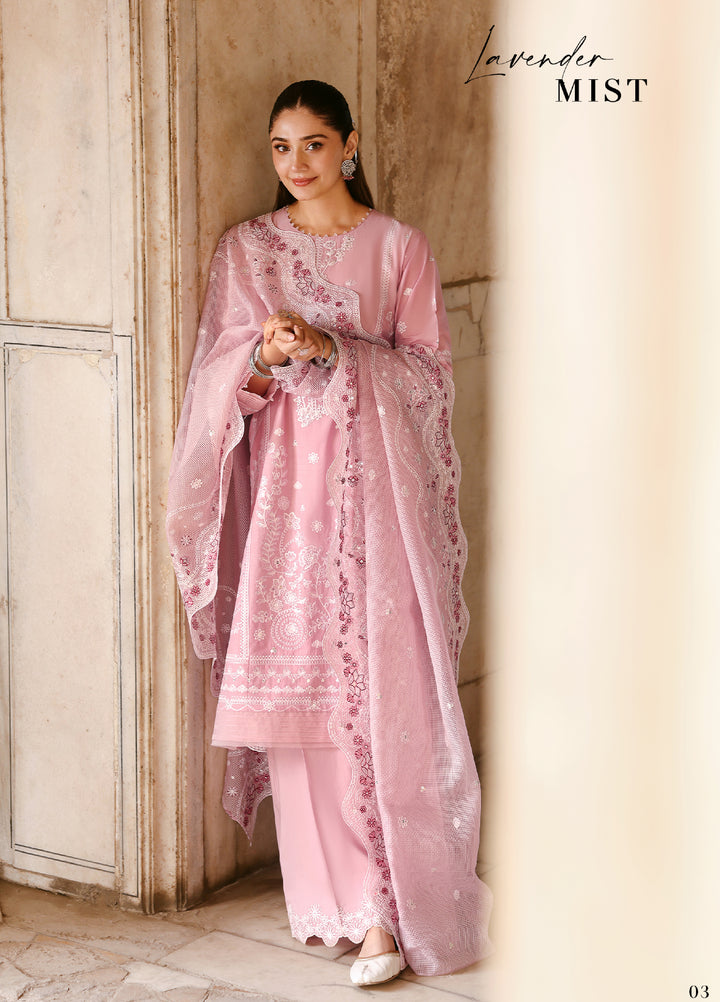 Cross Stitch Unstitched Embroidered Premium Lawn 3 Piece Suit CS26UCPL D4 LEVENDER MIST - Eid Collection