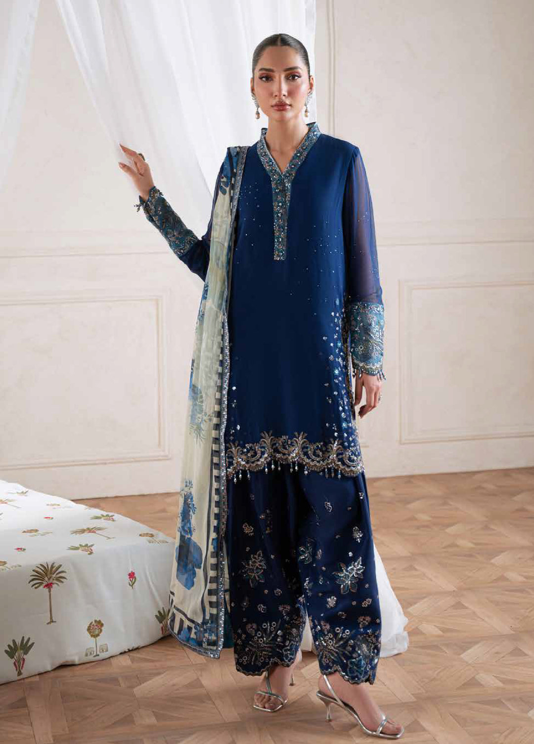 Amaya by Nureh Unstitched Embroidered Chiffon 4 Piece Suit NU26UCA AM-37 - Festive Collection