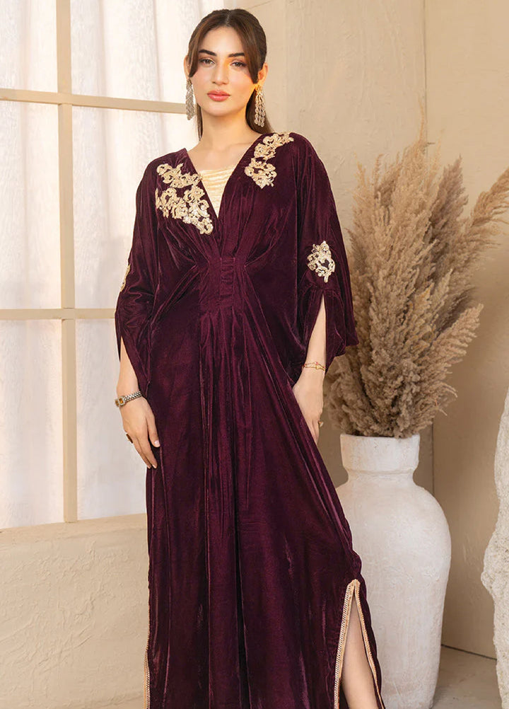 Winter Hues by Naayas Women Pret Embroidered Kaftaan Velvet Rosea - Winter Collection