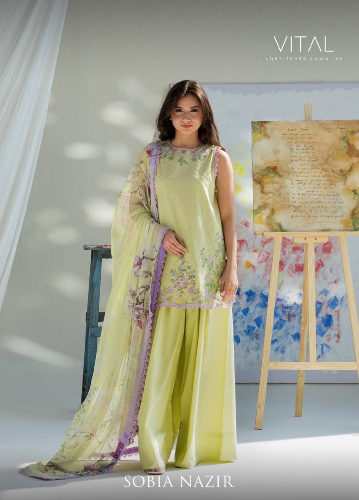 Vital by Sobia Nazir Unstitched Embroidered Lawn 3 Piece Suit SN26UVL 11A - Summer Collection