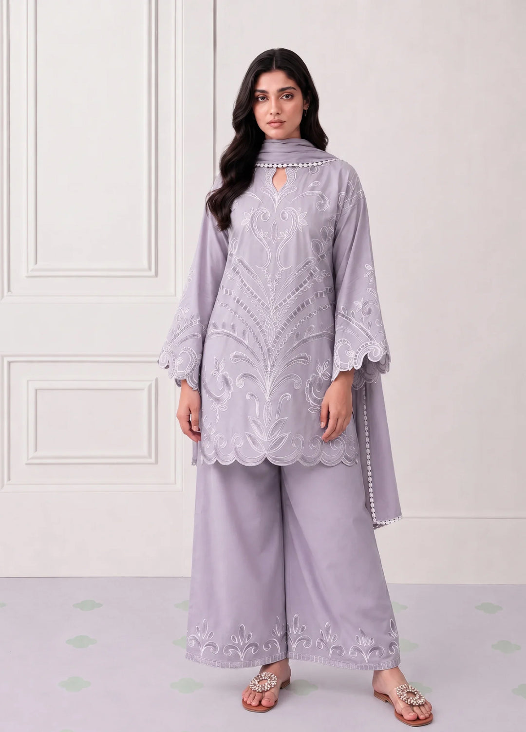 Scherezade Women RTW Embroidered Lawn Cotton 3 Piece Suit LILLY - Casual Collection