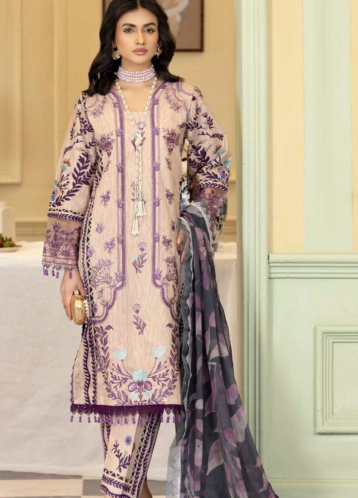 Al Zohaib Unstitched Applique Embroidered Lawn 3 Piece Suit AZ26UAL D-6 - Summer Collection