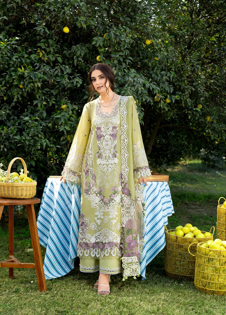 Elaf Premium Unstitched Embroidered Luxury Lawn 3 Piece Suit EL26UPL ELY-8 PISTACHIA - Summer Collection