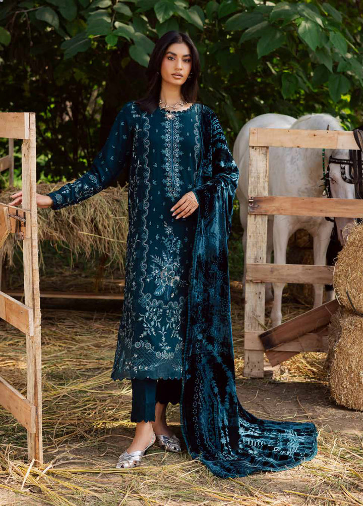 Nureh Exclusive Unstitched Luxury Palachi Embroidered Leather Peach Suits 3 Piece NU25PS NE-186 - Winter Collection