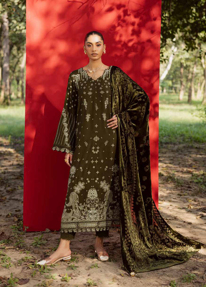 Nureh Exclusive Unstitched Luxury Palachi Embroidered Leather Peach Suits 3 Piece NU25PS NE-190 - Winter Collection