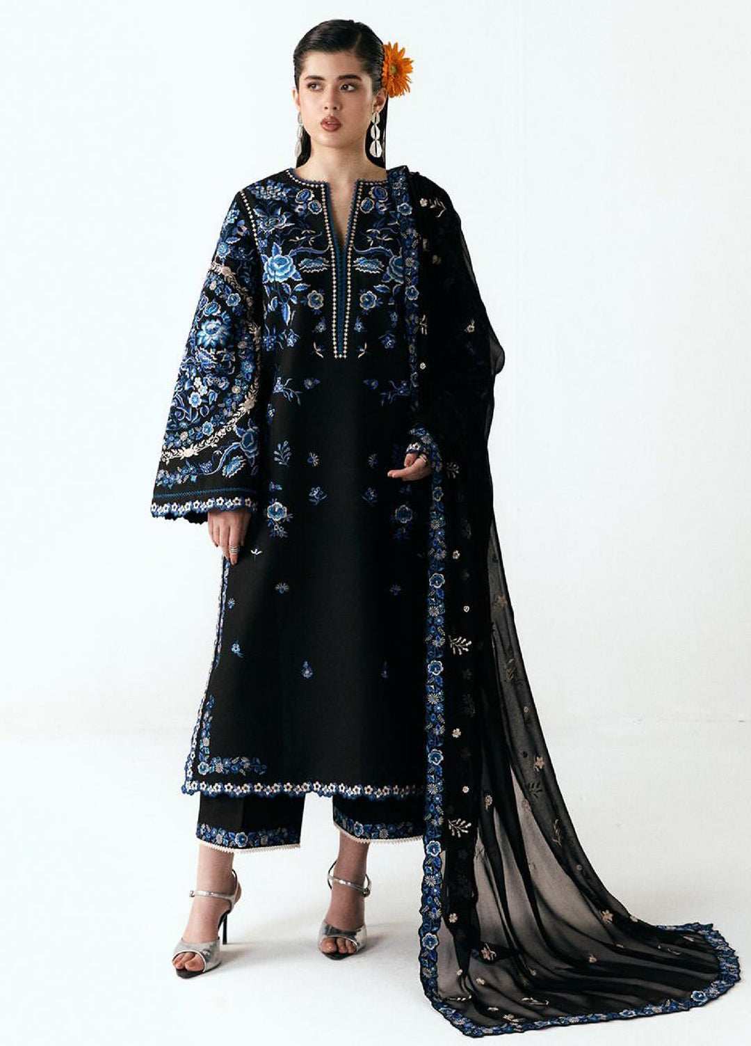Jugnu by Hussain Rehar Unstitched Embroidered Cotton 3 Piece Suit HR26UCJ Ari JUG-LD D#1277 - Eid Collection