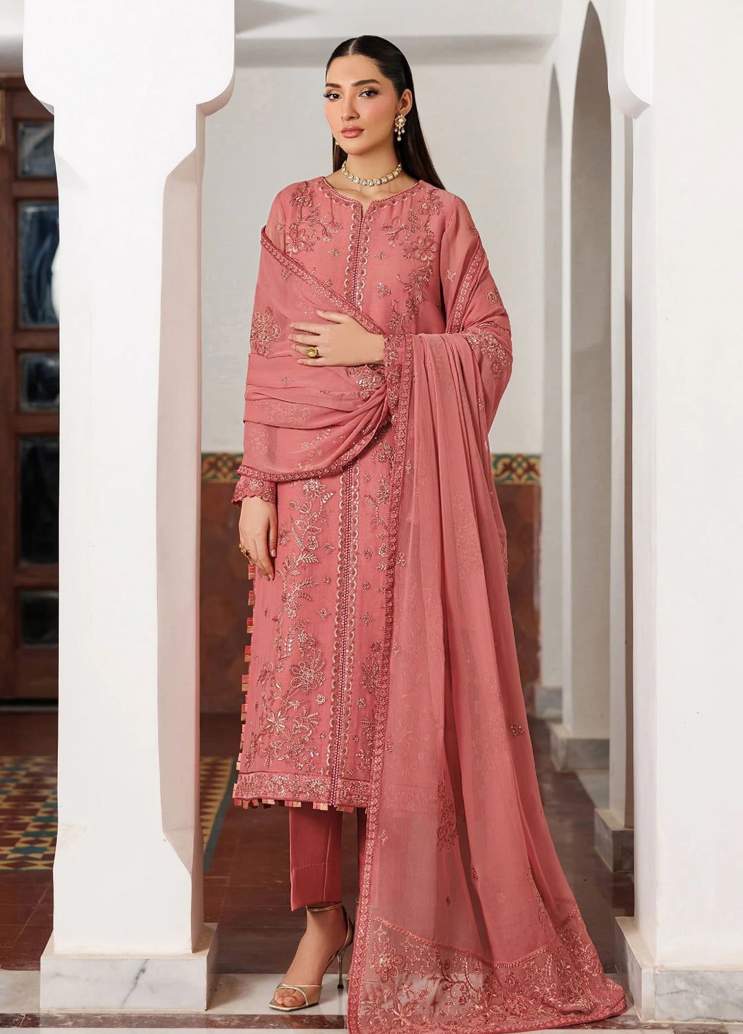 Nourah by Zarif Unstitched Embroidered Chiffon 3 Piece Suit ZR26UCN Nourah Angora ZF/ZQH/ANGORA 06 - Festive Collection