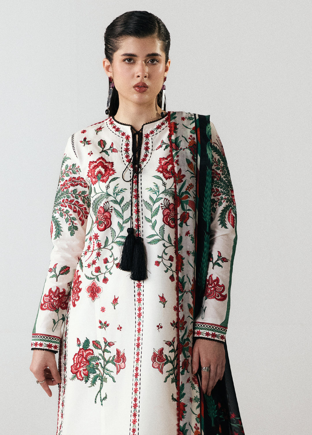 Jugnu by Hussain Rehar Unstitched Embroidered Cotton 3 Piece Suit HR26UCJ Inali JUG-LD D#1278 - Eid Collection