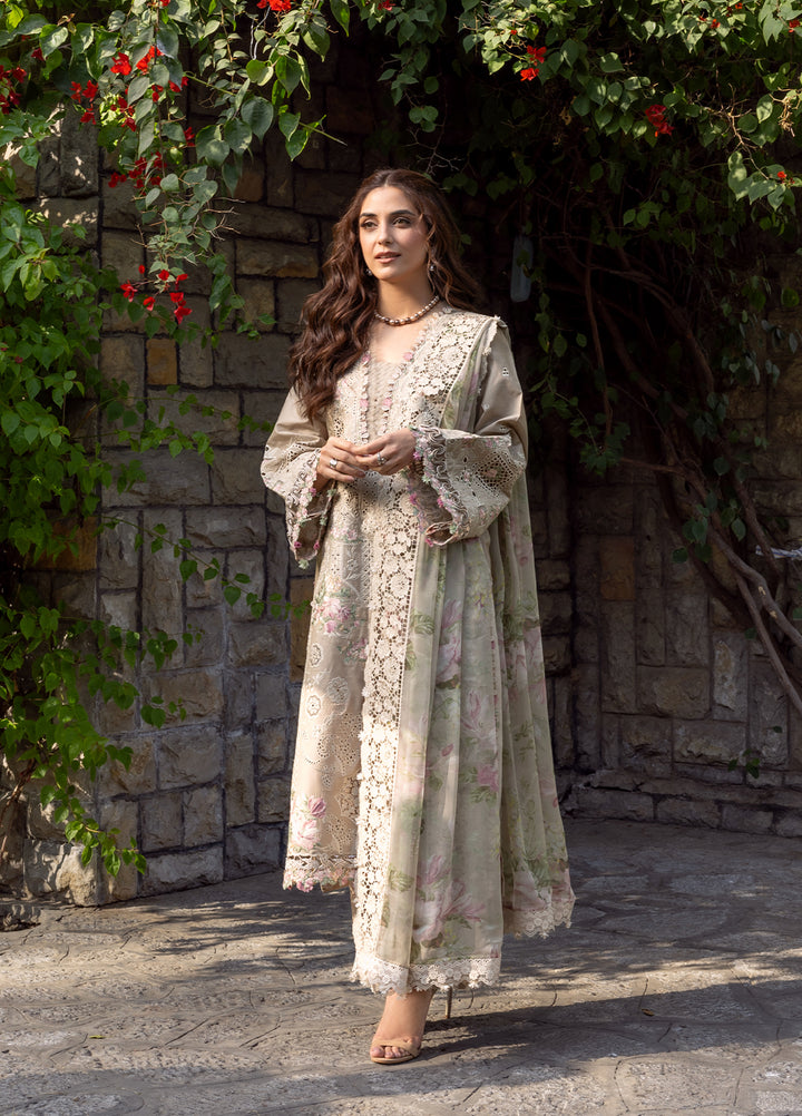 Elaf Premium Unstitched Embroidered Luxury Lawn 3 Piece Suit EL26UPL ELY-2A CAMELLIA - Summer Collection